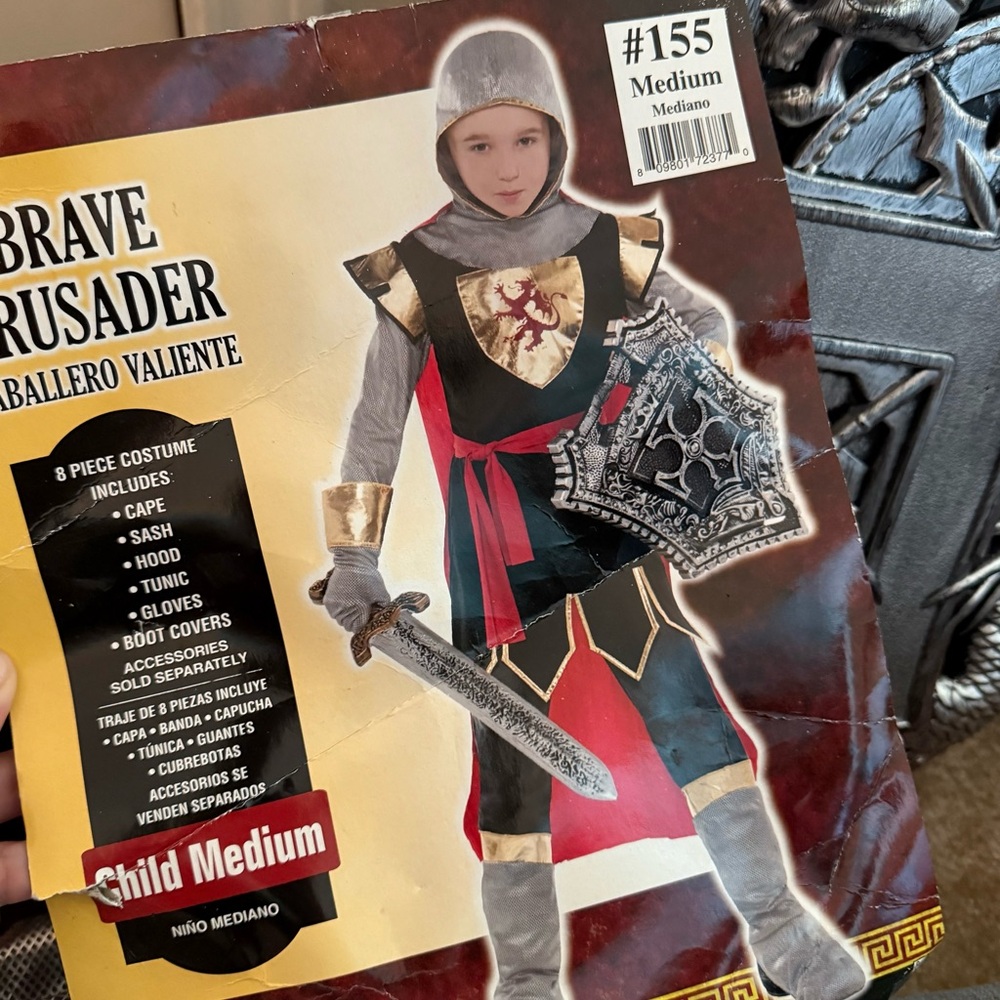 Brave Crusader Knight Costume for Kids - Black, Red, Gold